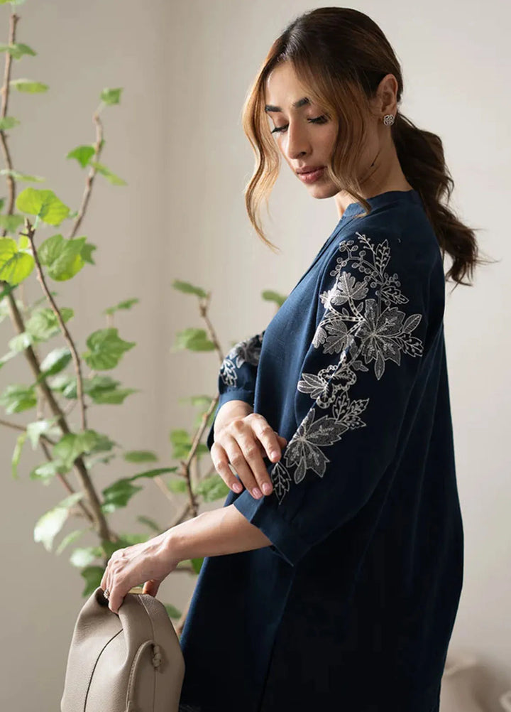 Sahar Pret Embroidered Slub Khaddar 2 Piece Suit AWEK-RR-V1-02 Blue Dahlia