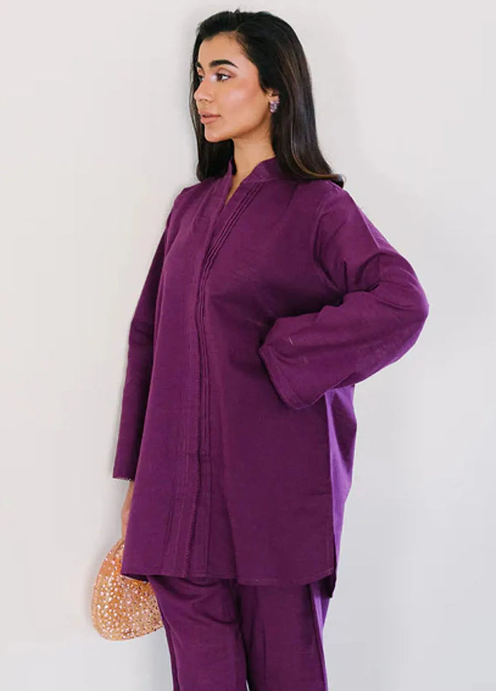 Sahar Pret Embroidered Slub Khaddar 2 Piece Suit AWEK-RR-V1-04 Orchid Plum