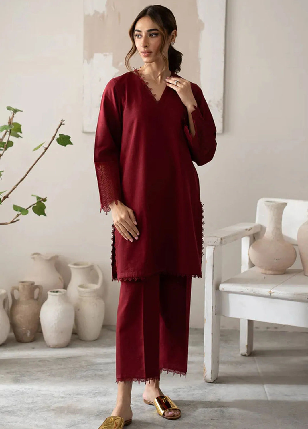Sahar Pret Embroidered Slub Khaddar 2 Piece Suit AWEK-RR-V2-03 Passion Petals