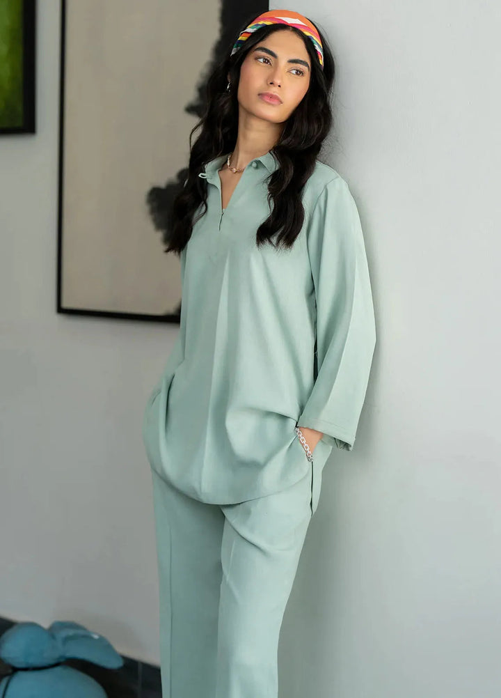 Sahar Pret Casual Cotton Crepe 2 Piece Suit SSCR-RK-01 Willow Wisp
