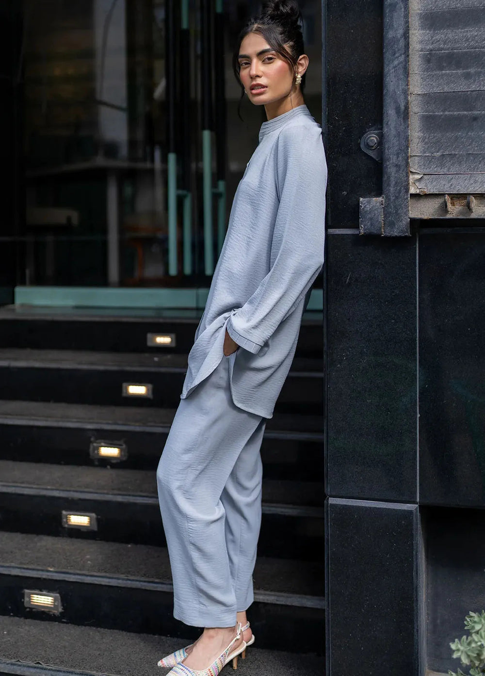 Sahar Pret Casual Cotton Crepe 2 Piece Suit SSCR-RK-03 Urban Ash