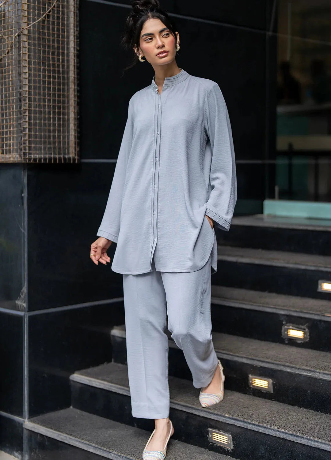 Sahar Pret Casual Cotton Crepe 2 Piece Suit SSCR-RK-03 Urban Ash