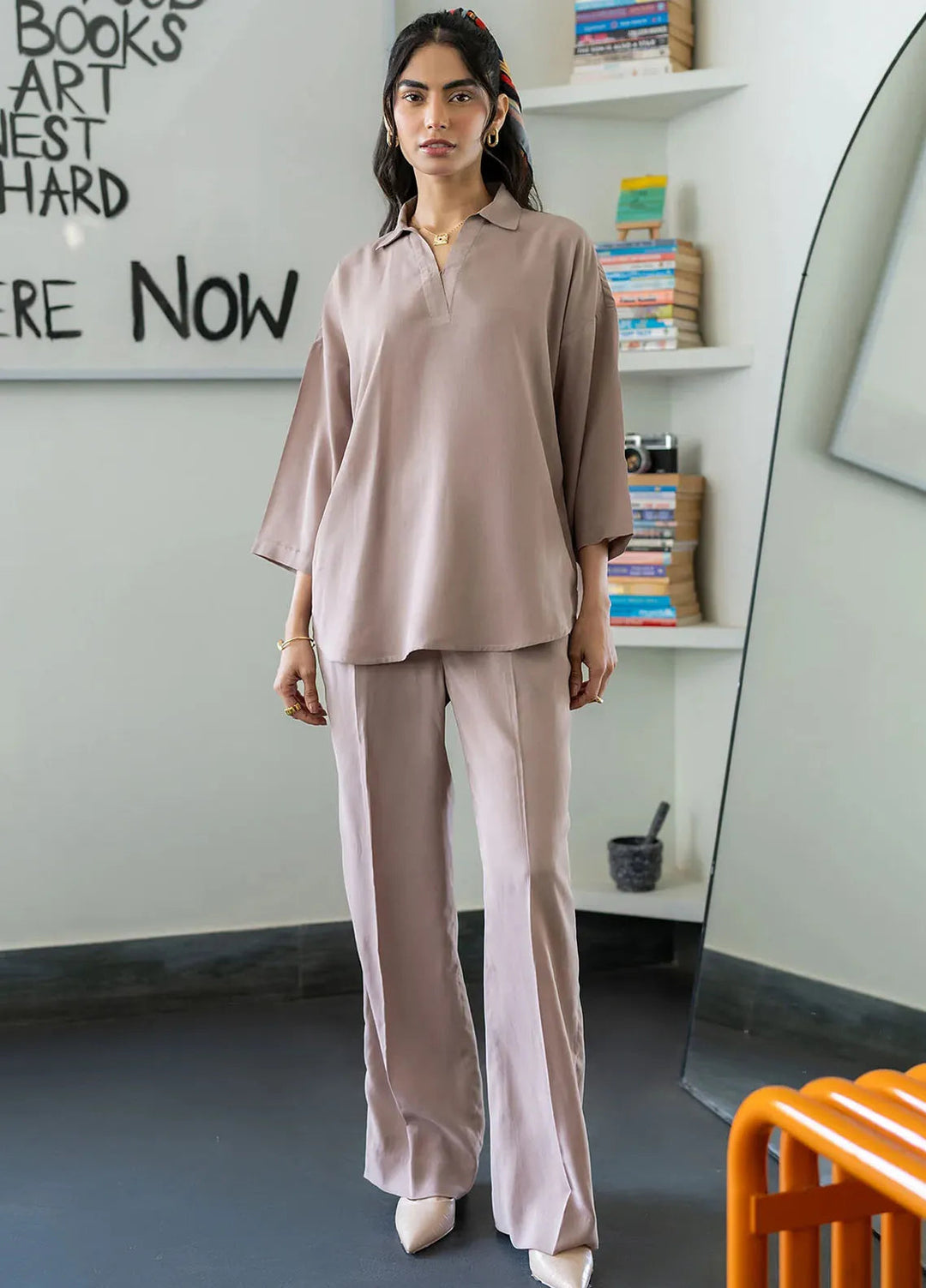 Sahar Pret Casual Cotton Crepe 2 Piece Suit SSCR-RR-05 Desert Dune