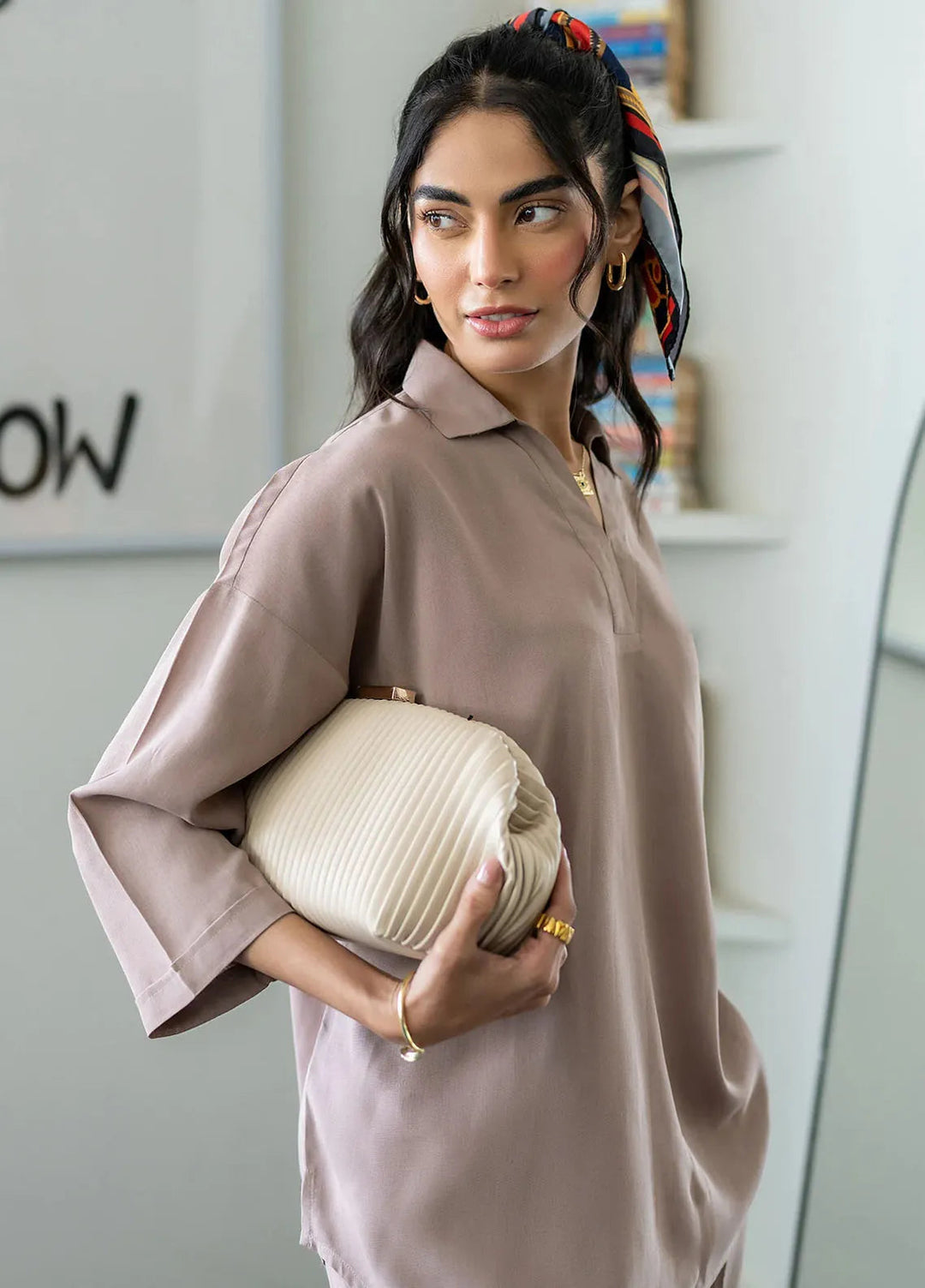 Sahar Pret Casual Cotton Crepe 2 Piece Suit SSCR-RR-05 Desert Dune