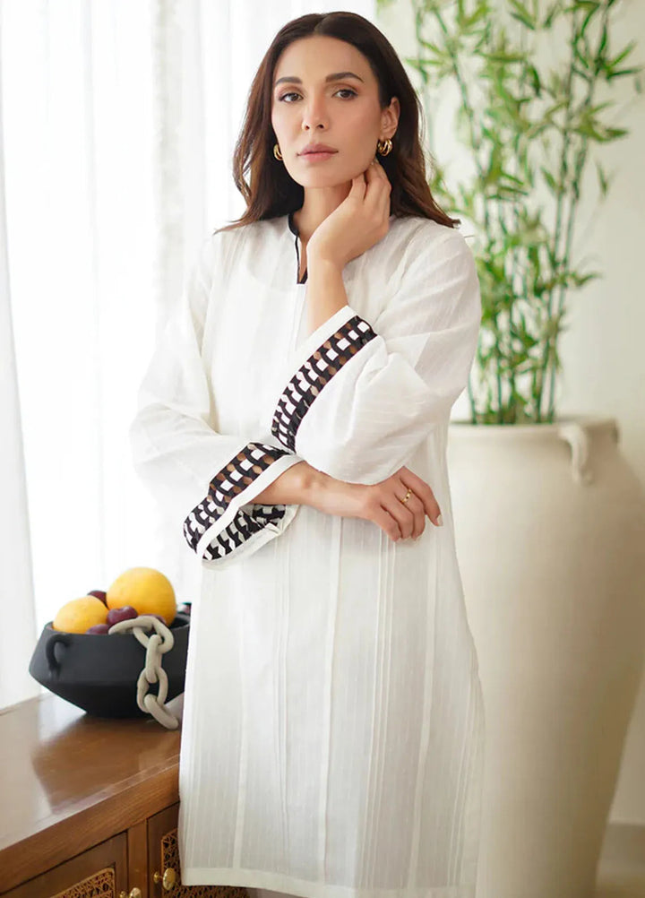 Sahar Pret Casual Cotton Jacquard 2 Piece Suit SSMCS-RR-05 Snowfall