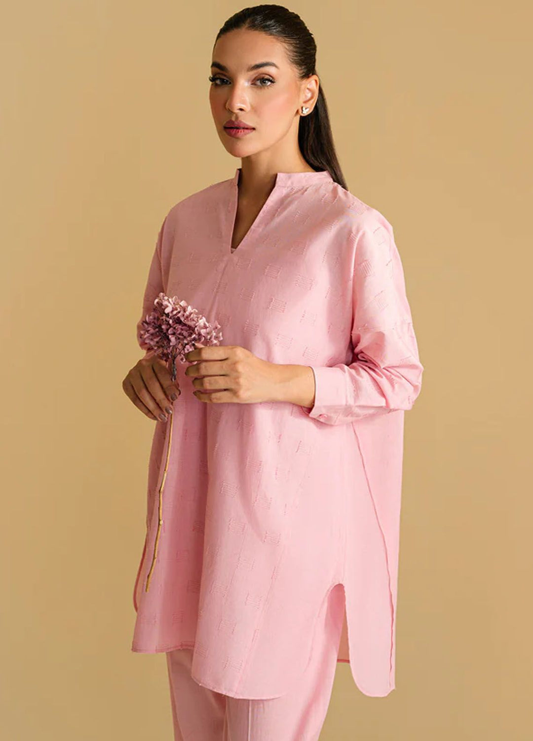 Sahar Pret Casual Jacquard 2 Piece Suit SSLJ-V1-01 Carnation