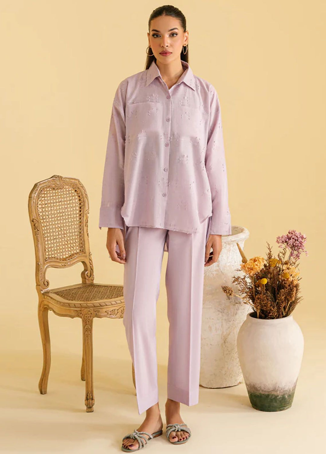 Sahar Pret Casual Jacquard 2 Piece Suit SSLJ-V1-09 Iris