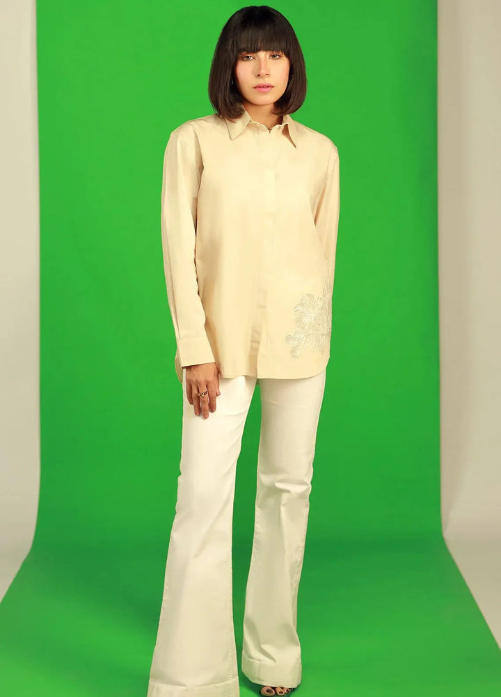 Sahar Pret Casual Poplin Shirt SSPC-RK-V2-04 Ivory Oasis