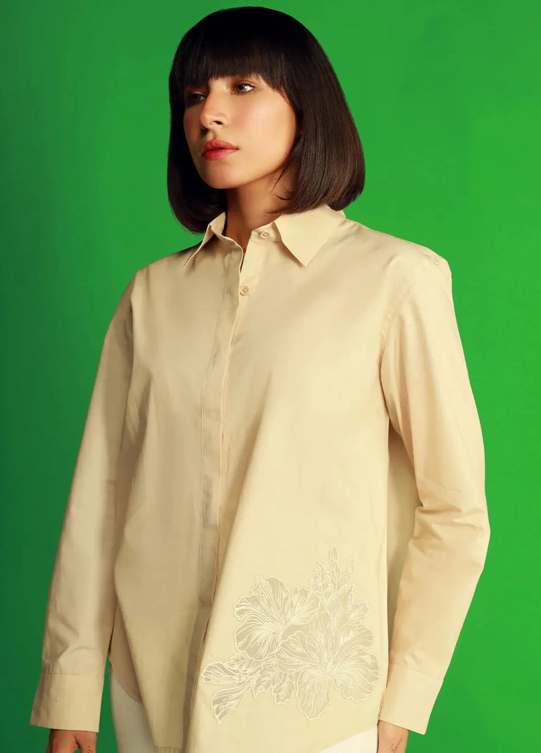 Sahar Pret Casual Poplin Shirt SSPC-RK-V2-04 Ivory Oasis