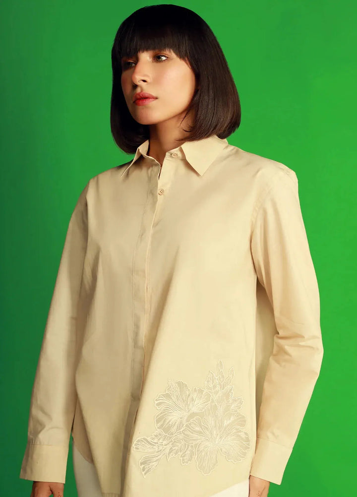 Sahar Pret Casual Poplin Shirt SSPC-RK-V2-04 Ivory Oasis