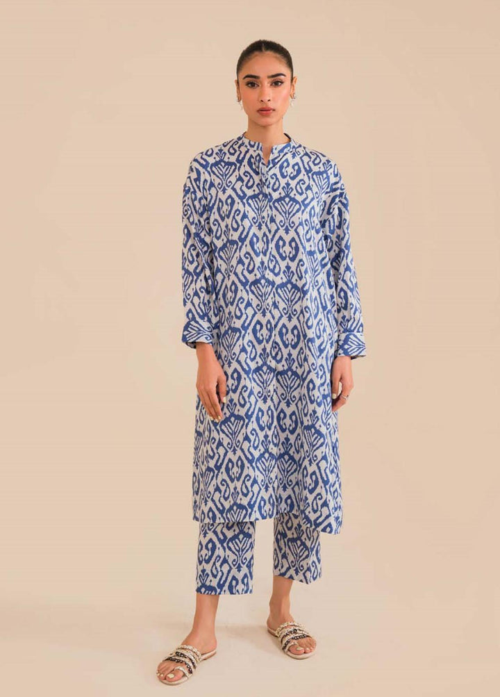 Sahar Pret Printed Cotton Satin 2 Piece Suit SWS-ZH-05 Azure