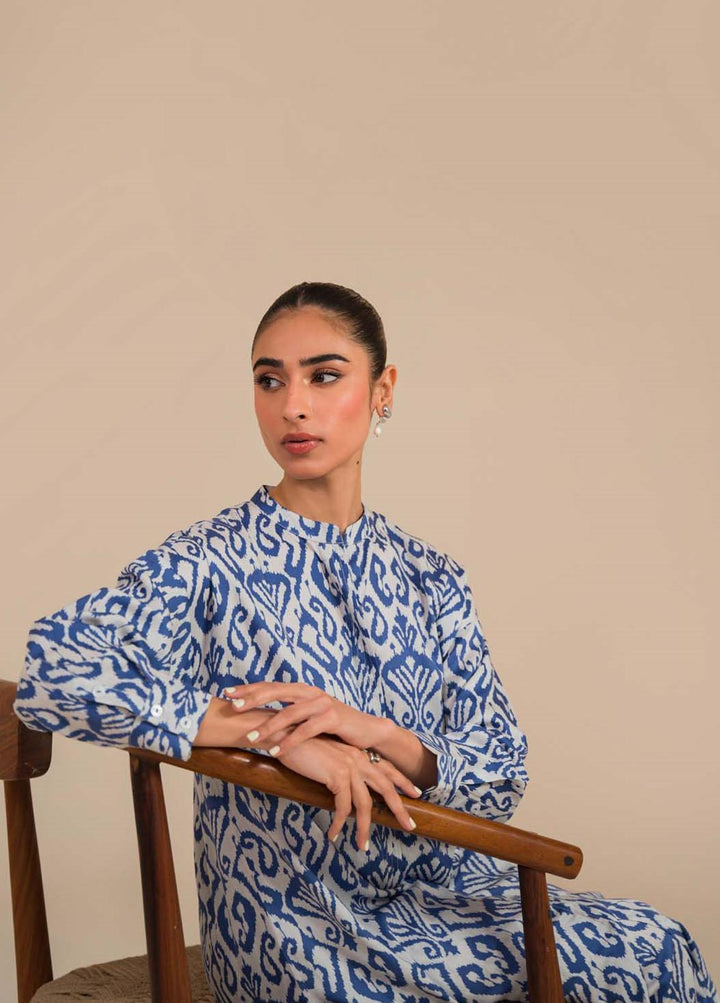 Sahar Pret Printed Cotton Satin 2 Piece Suit SWS-ZH-05 Azure