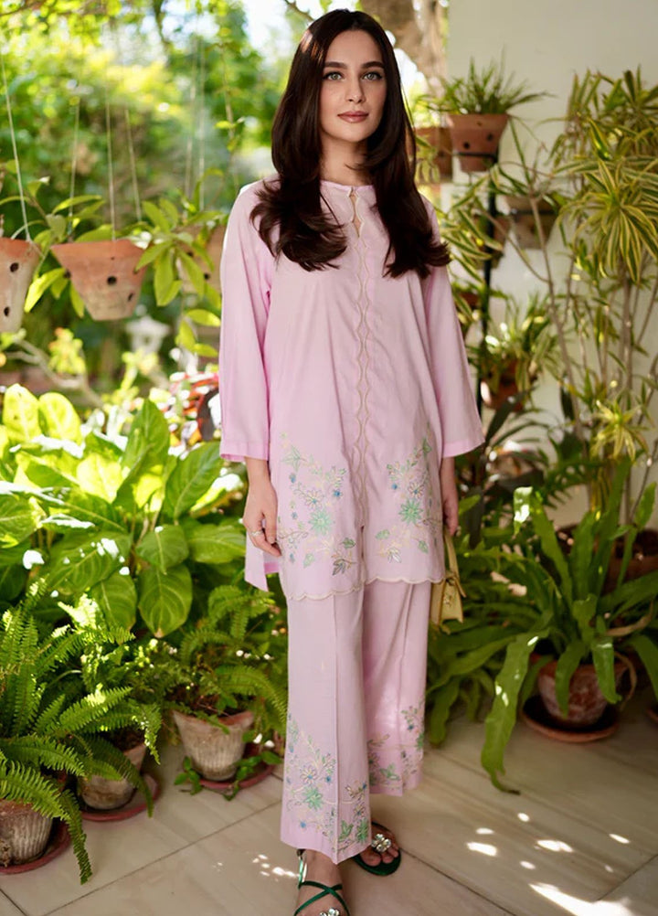 Sahar Pret Embroidered Cambric 2 Piece Suit Ballet pink