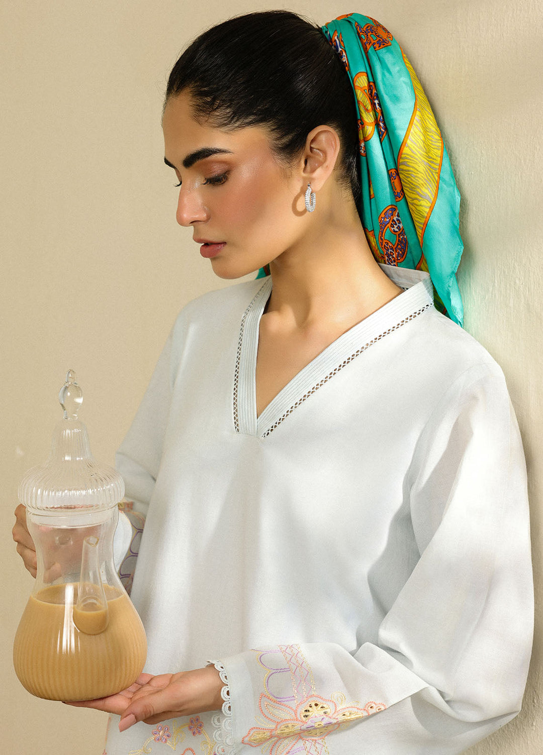 Sahar Pret Embroidered Cambric 2 Piece Suit Celeste Hue