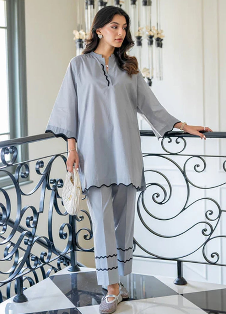 Sahar Pret Embroidered Cambric 2 Piece Suit Grey Muse