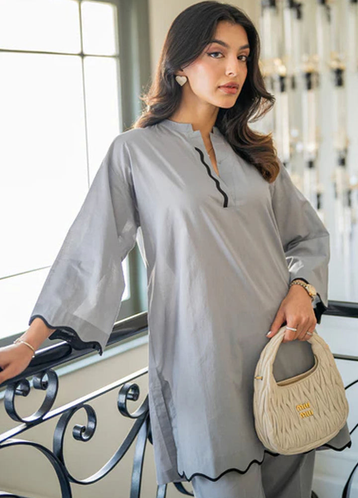 Sahar Pret Embroidered Cambric 2 Piece Suit Grey Muse