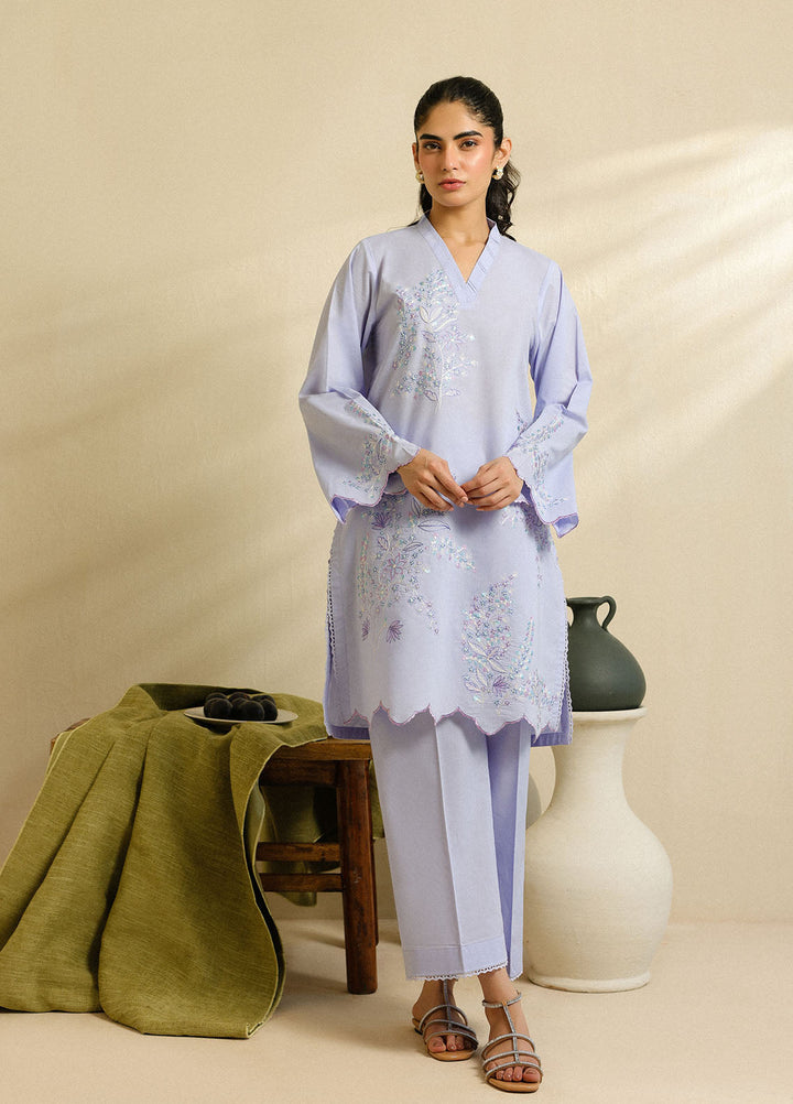 Sahar Pret Embroidered Cambric 2 Piece Suit Iris Mist