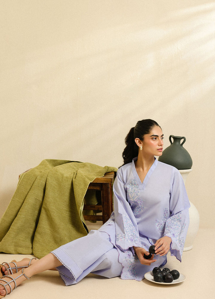Sahar Pret Embroidered Cambric 2 Piece Suit Iris Mist