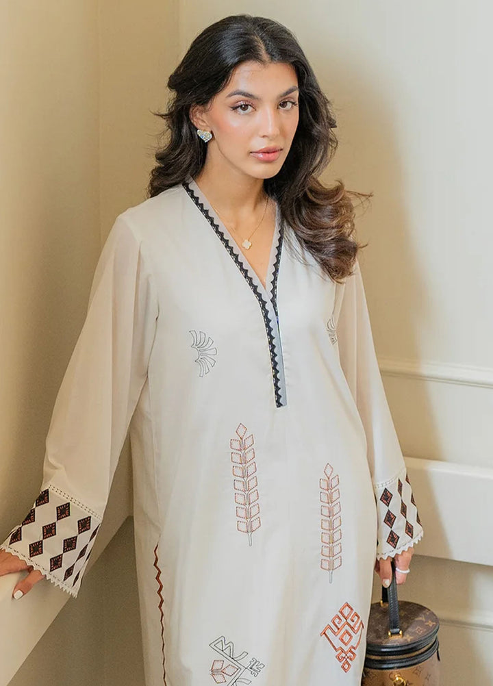 Sahar Pret Embroidered Cambric 2 Piece Suit Ivory Cloud