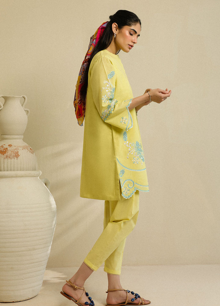 Sahar Pret Embroidered Cambric 2 Piece Suit Lemon Lily