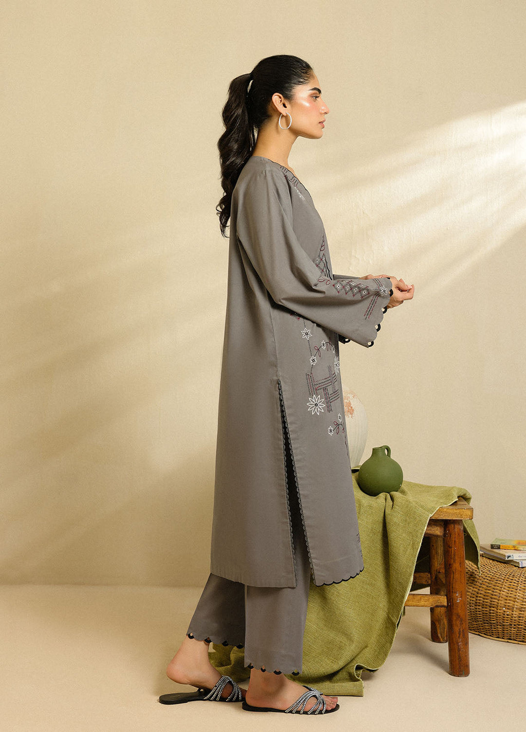 Sahar Pret Embroidered Cambric 2 Piece Suit Moonlit Peony