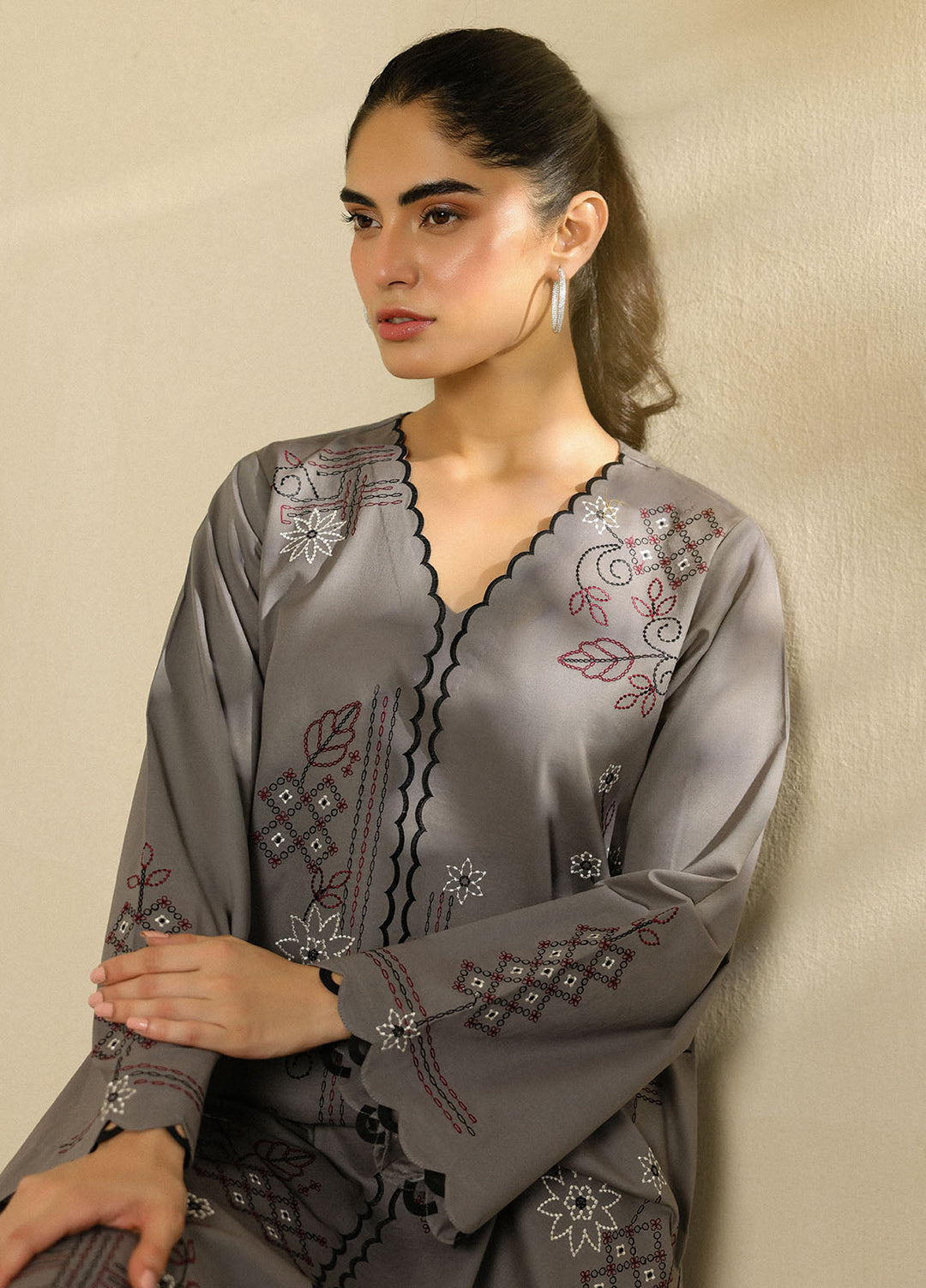 Sahar Pret Embroidered Cambric 2 Piece Suit Moonlit Peony