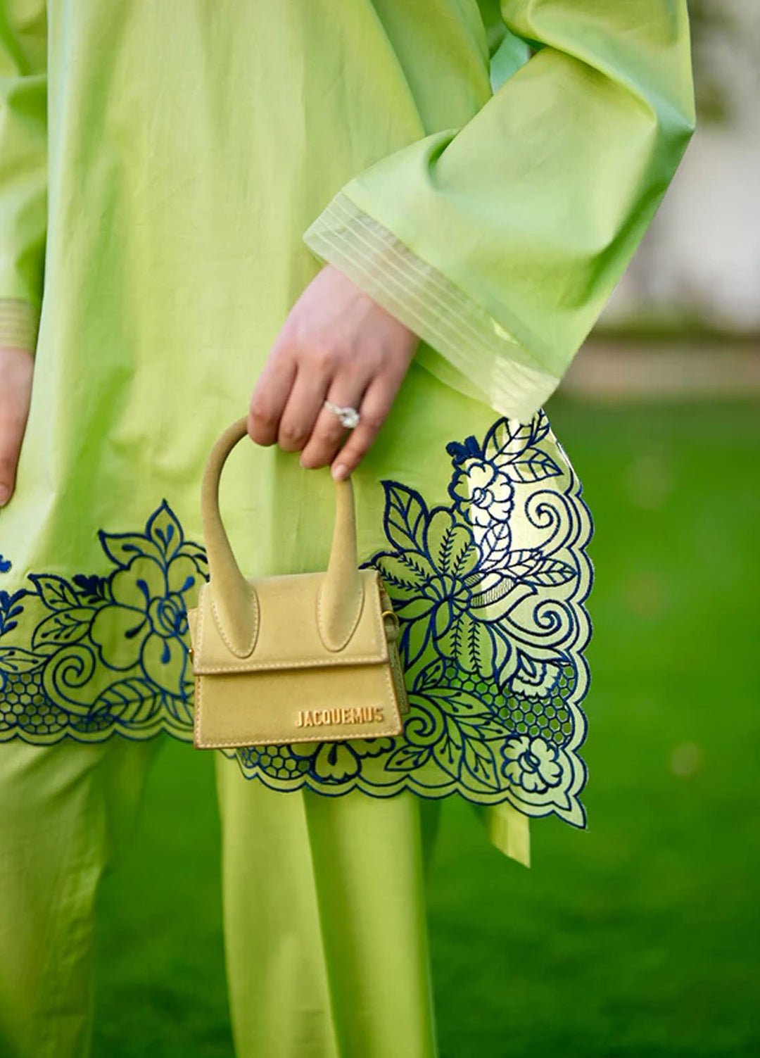 Sahar Pret Embroidered Cambric 2 Piece Suit Neon matcha