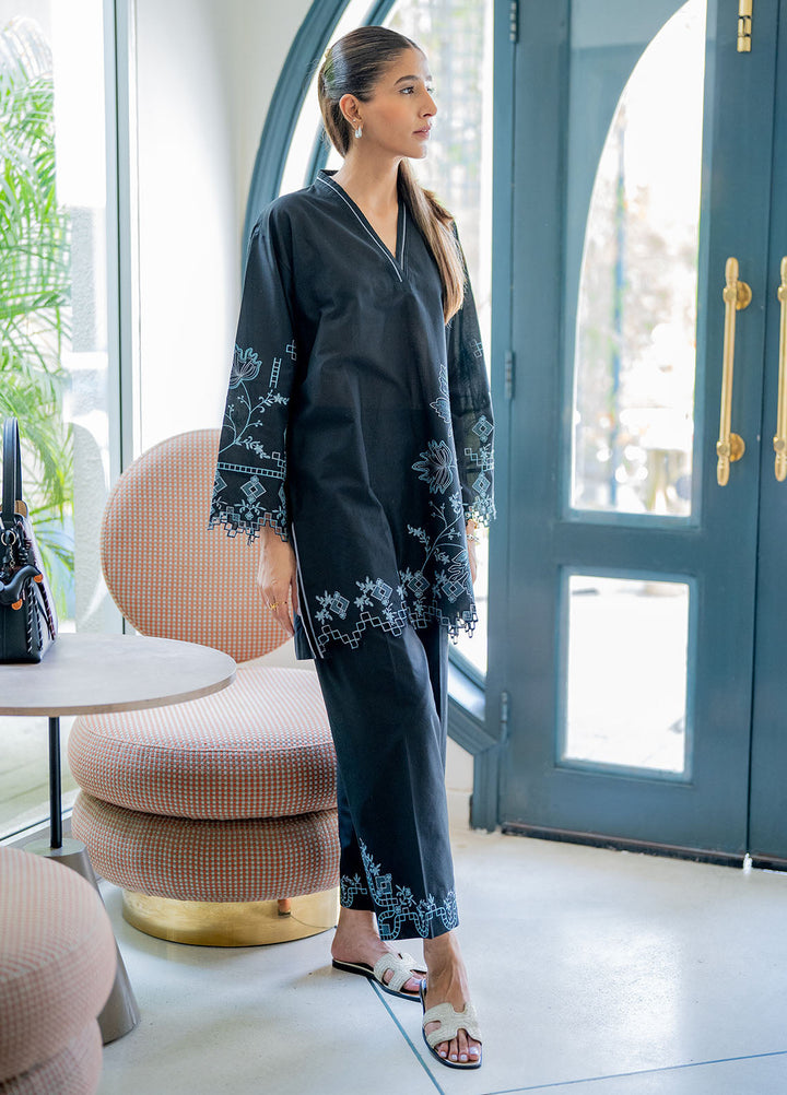 Sahar Pret Embroidered Cambric 2 Piece Suit Noir Forest