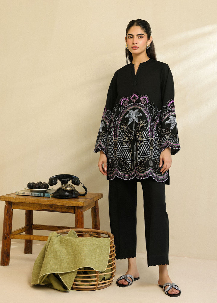 Sahar Pret Embroidered Cambric 2 Piece Suit Noir Shore