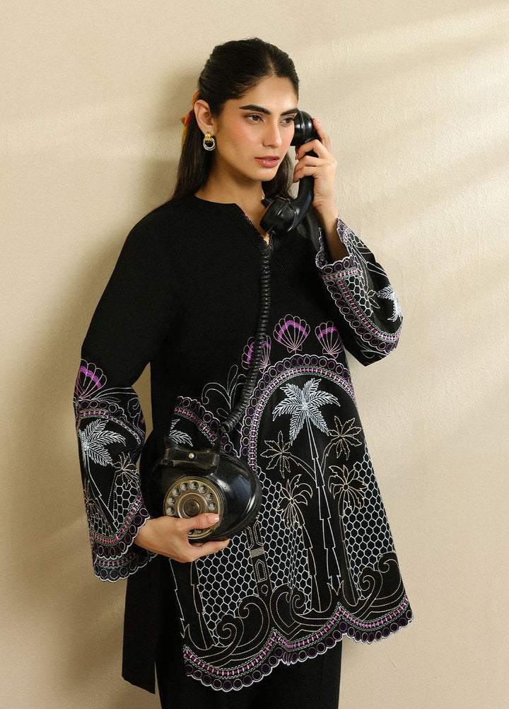 Sahar Pret Embroidered Cambric 2 Piece Suit Noir Shore