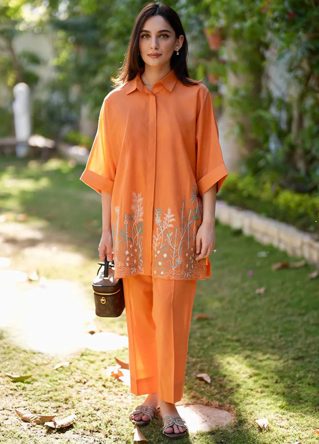 Sahar Pret Embroidered Cambric 2 Piece Suit Saffron souk