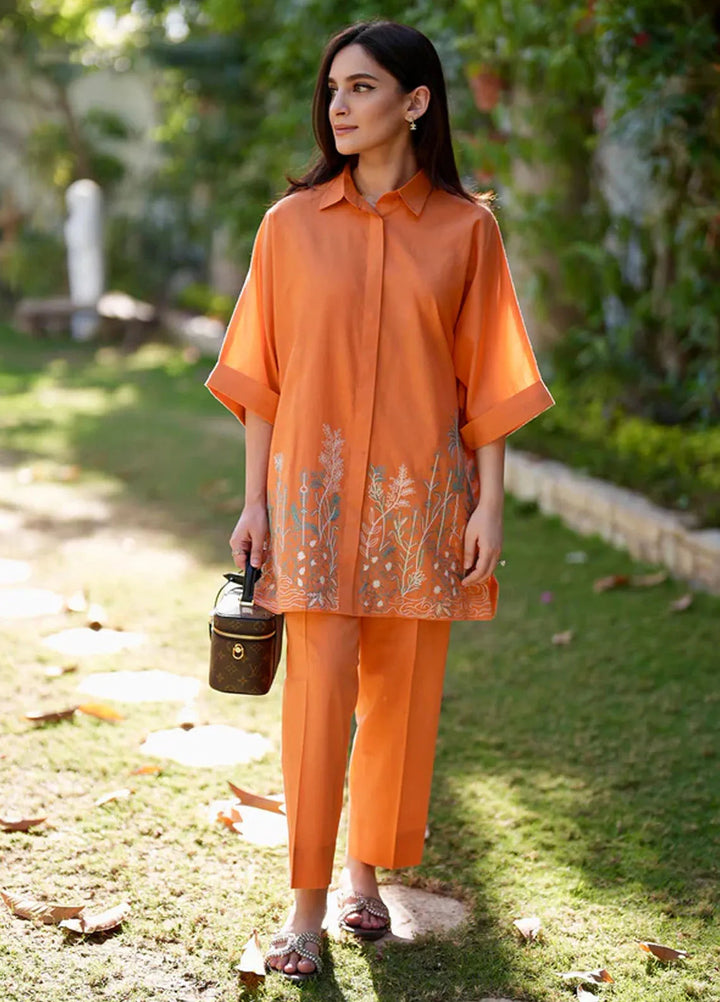 Sahar Pret Embroidered Cambric 2 Piece Suit Saffron souk