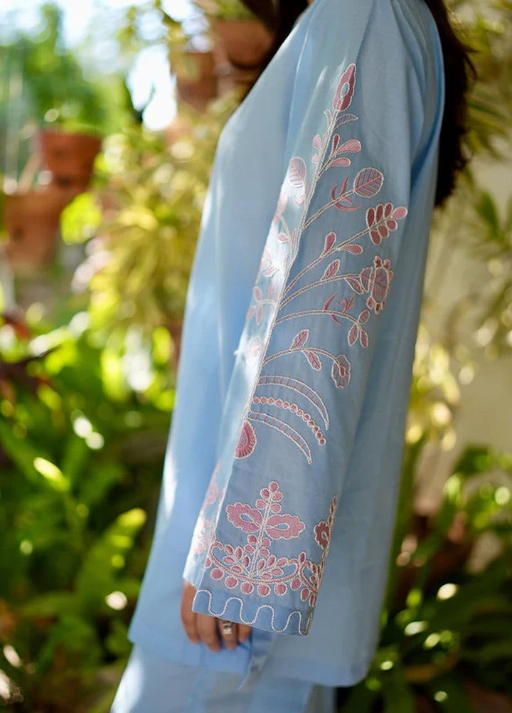 Sahar Pret Embroidered Cambric 2 Piece Suit Sakura Sky