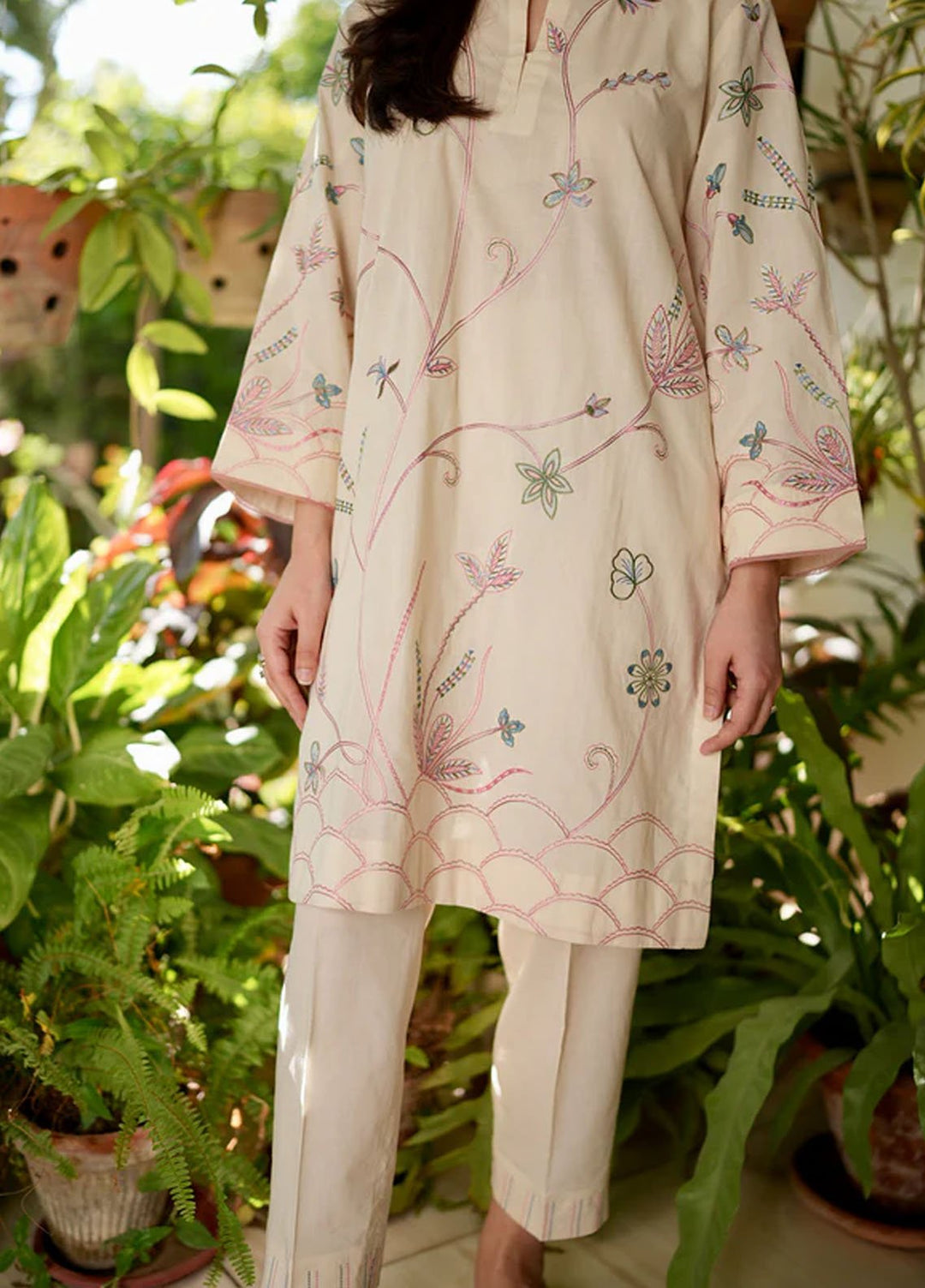 Sahar Pret Embroidered Cambric 2 Piece Suit Sepia garden