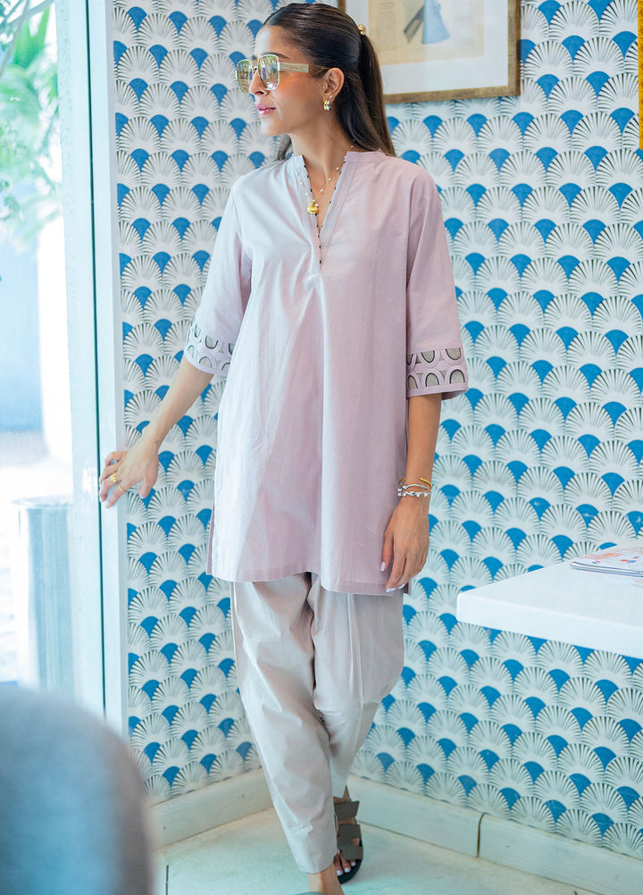 Sahar Pret Embroidered Cambric 2 Piece Suit Silver Haze