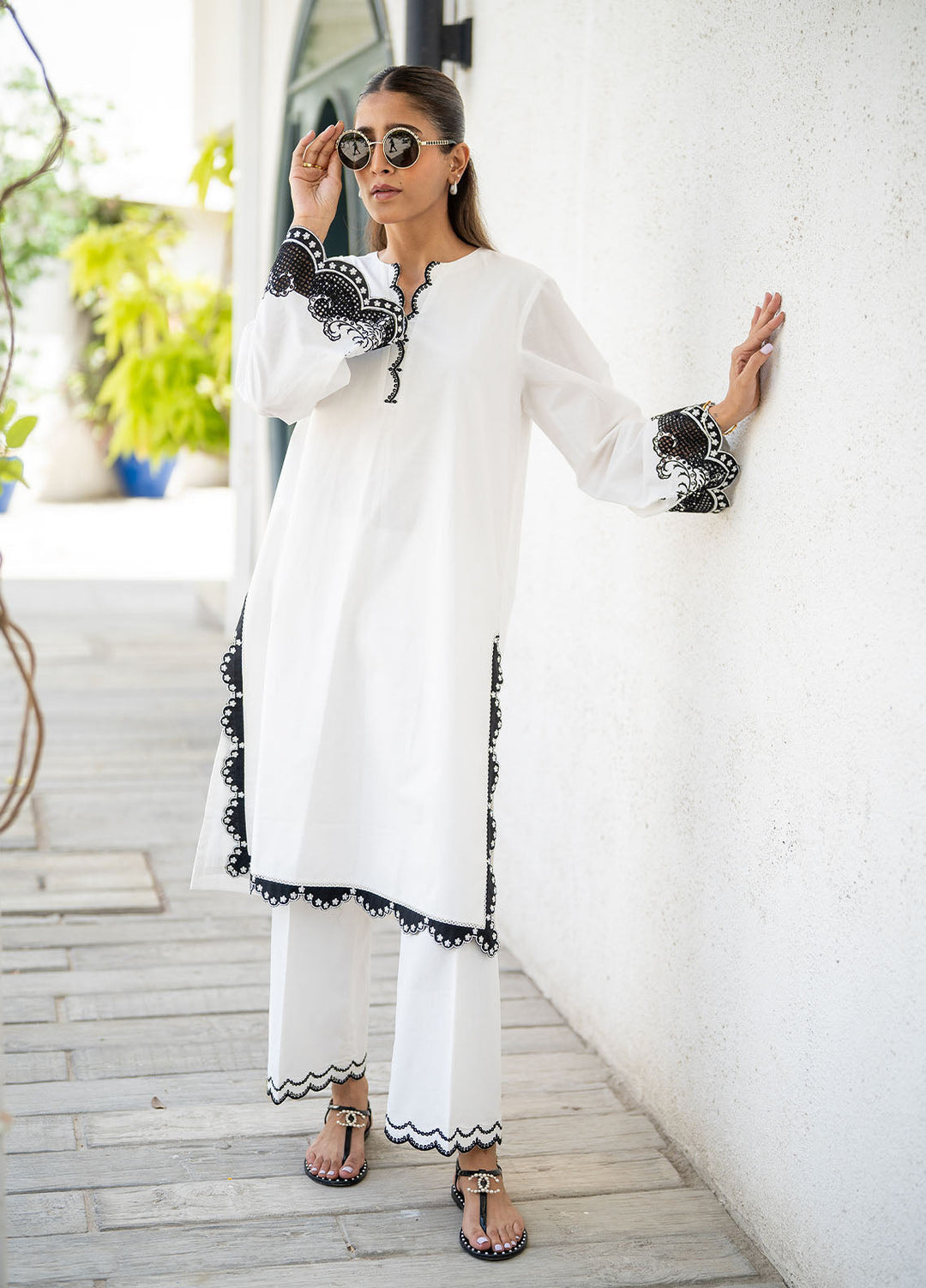 Sahar Pret Embroidered Cambric 2 Piece Suit Whisper White