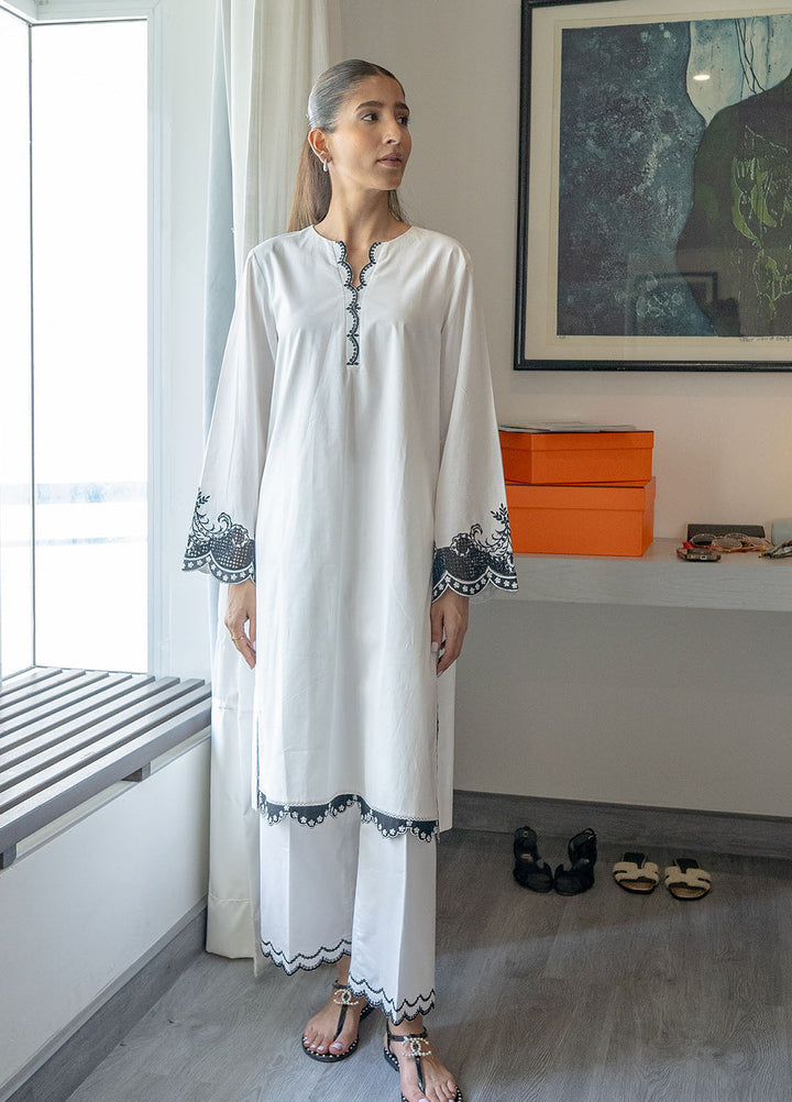 Sahar Pret Embroidered Cambric 2 Piece Suit Whisper White