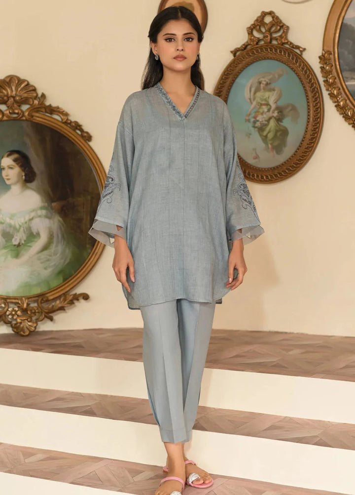 Sahar Pret Embroidered Cotton 2 Piece Suit SSCE-RR-05 Dove Grey