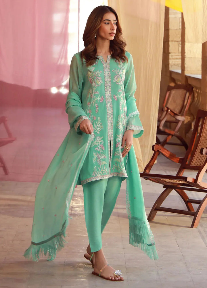 Sahar Pret Embroidered Cotton Net 3 Piece Suit SSSF-RK-02 Mint Petal