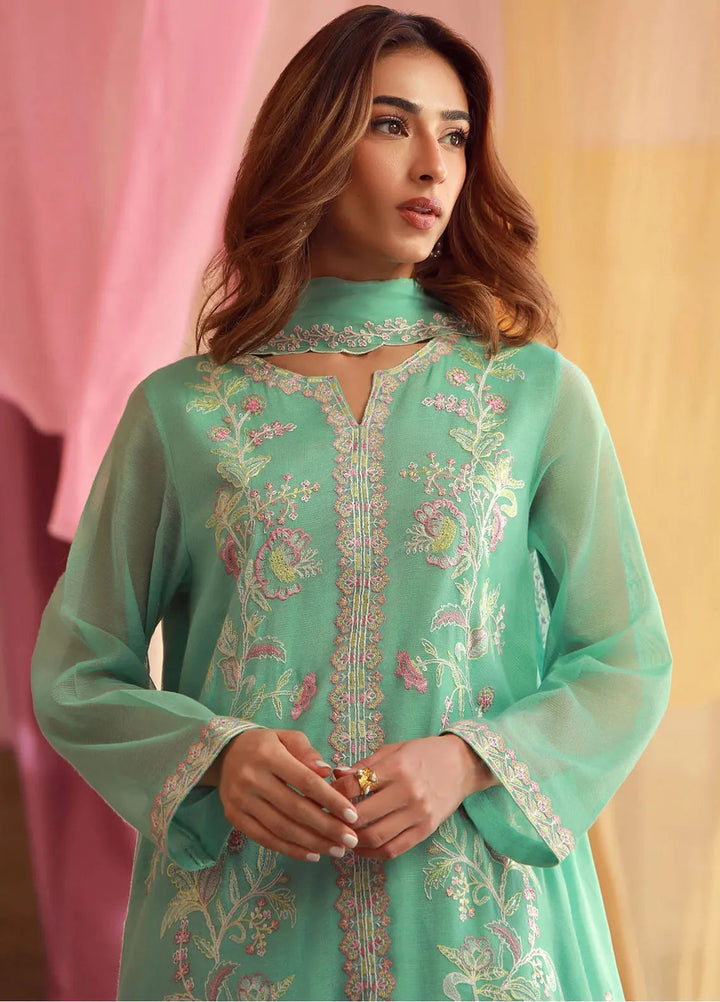 Sahar Pret Embroidered Cotton Net 3 Piece Suit SSSF-RK-02 Mint Petal