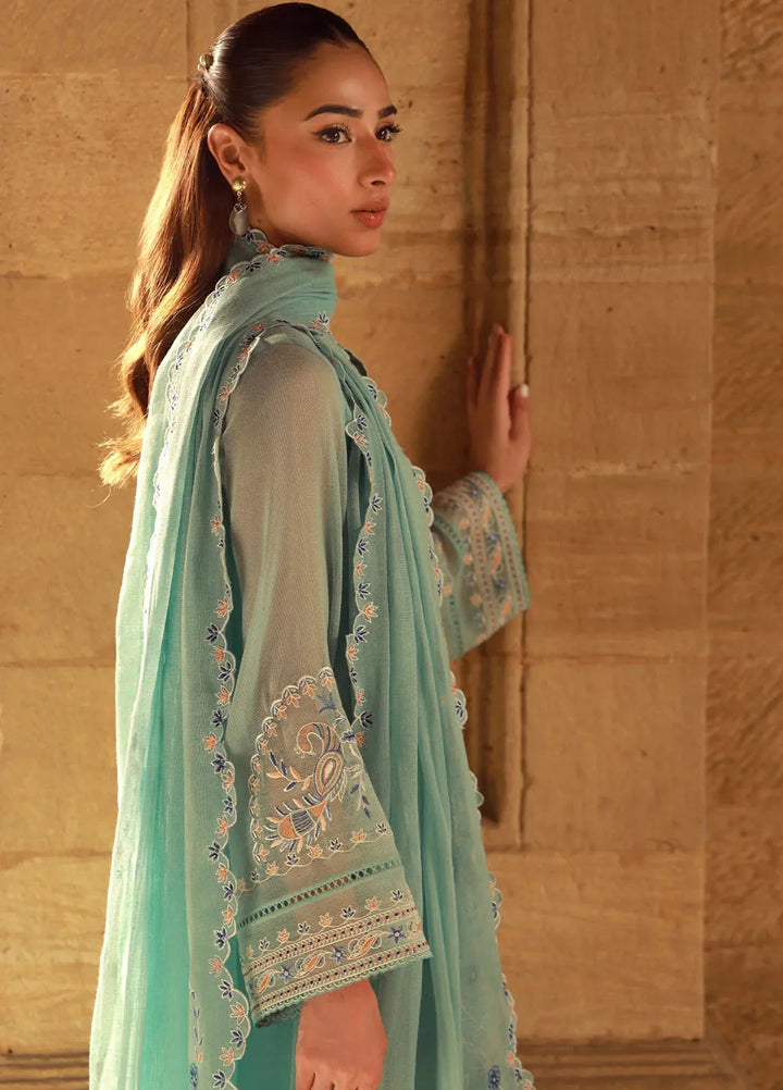 Sahar Pret Embroidered Cotton Net 3 Piece Suit SSSF-RR-09 Persian Turquoise