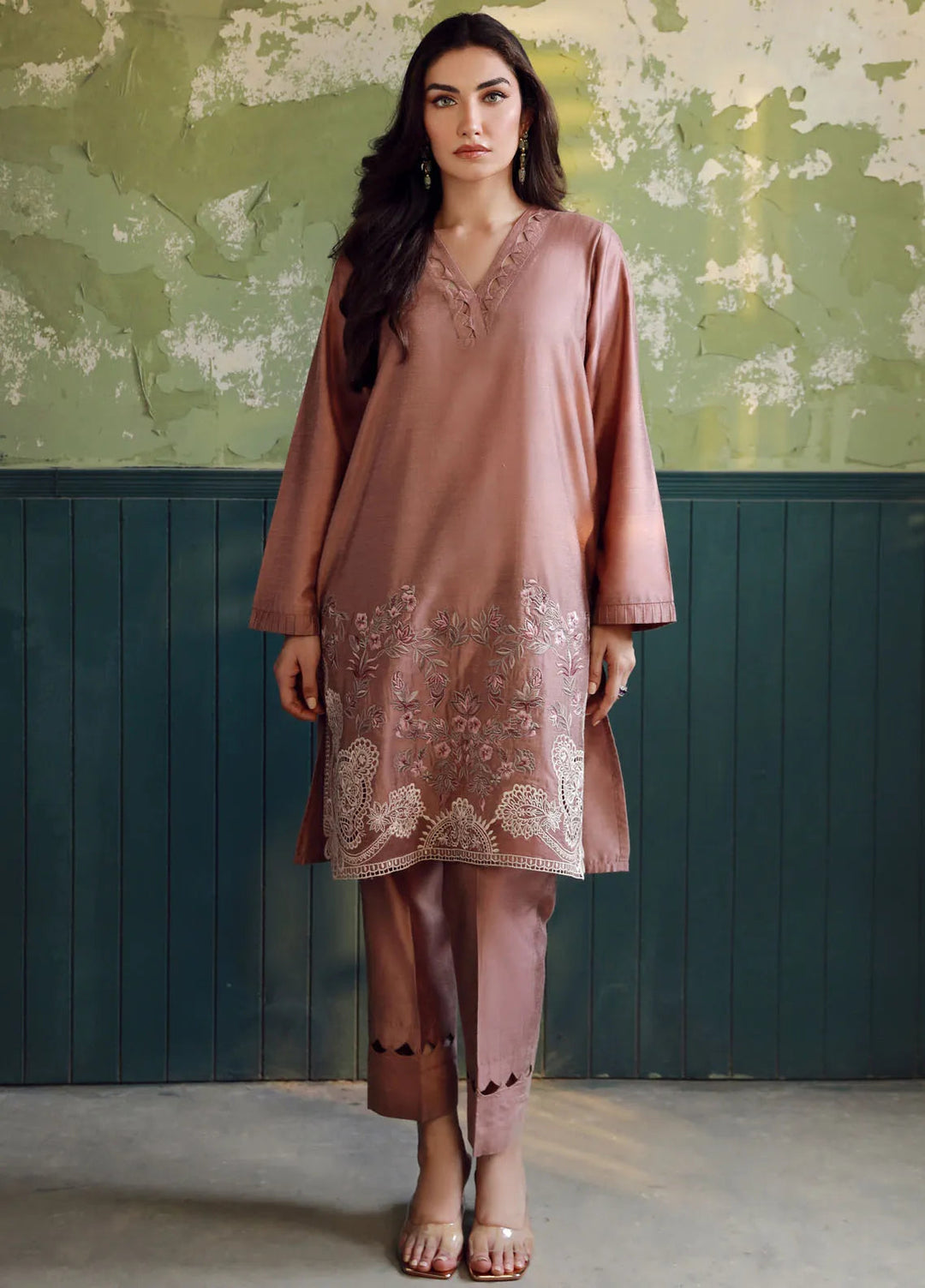 Sahar Pret Embroidered Cotton Silk 2 Piece Suit SSCS-SD-01 Autumn Blush