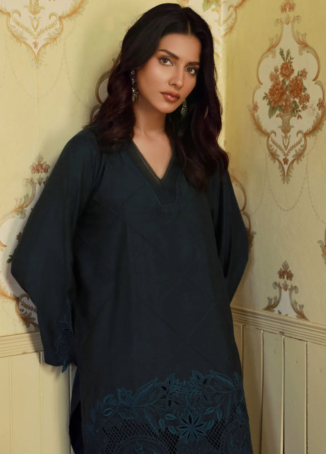 Sahar Pret Embroidered Cotton Silk 2 Piece Suit SSCS-SD-02 Emerald Bloom