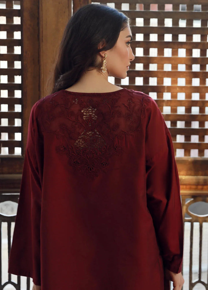 Sahar Pret Embroidered Cotton Silk 2 Piece Suit SSCS-SD-03 Ruby Glow