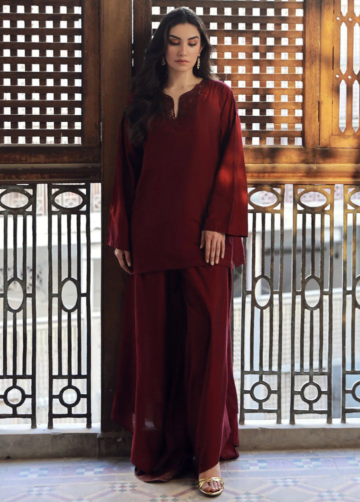 Sahar Pret Embroidered Cotton Silk 2 Piece Suit SSCS-SD-03 Ruby Glow