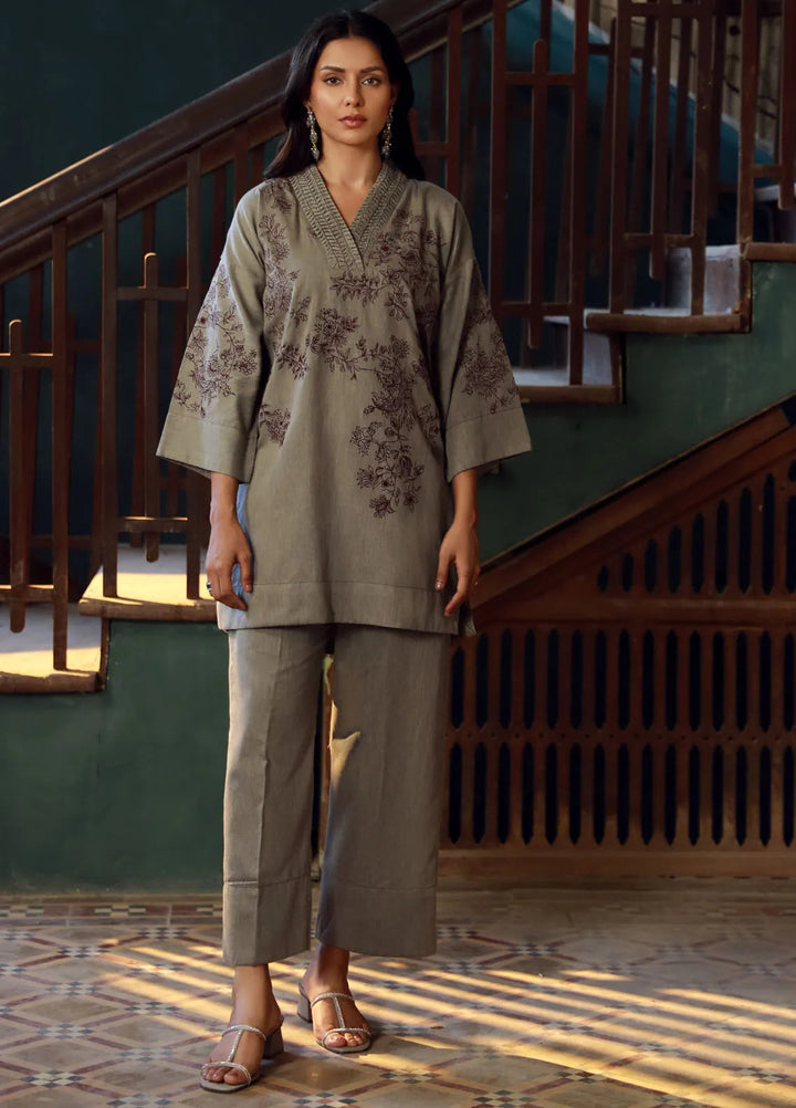 Sahar Pret Embroidered Cotton Silk 2 Piece Suit SSCS-SD-06 Mystic Ash