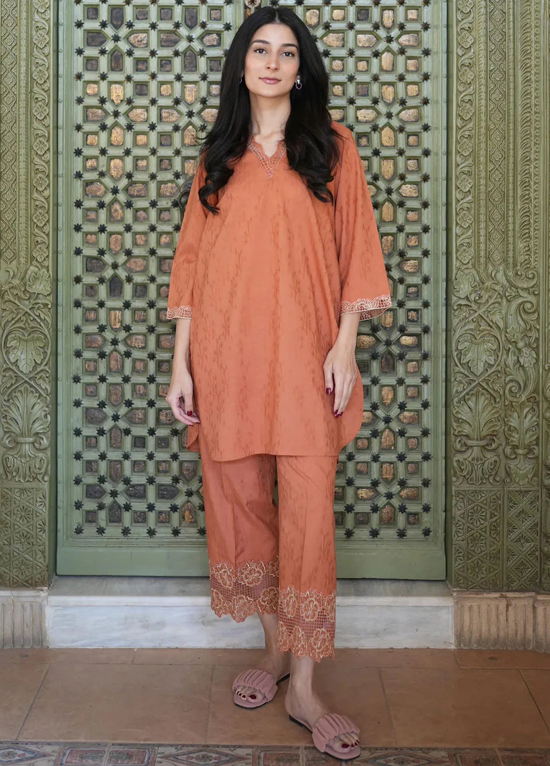 Sahar Pret Embroidered Jacquard 2 Piece Suit Rustic Reverie