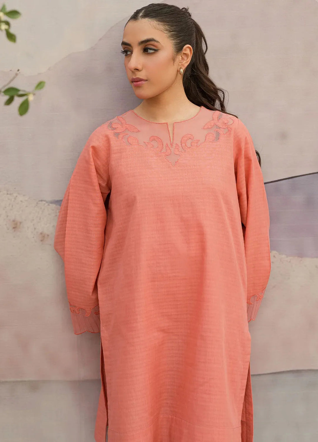 Sahar Pret Embroidered Jacquard 2 Piece Suit SSRB-RK-05 Melon Mist
