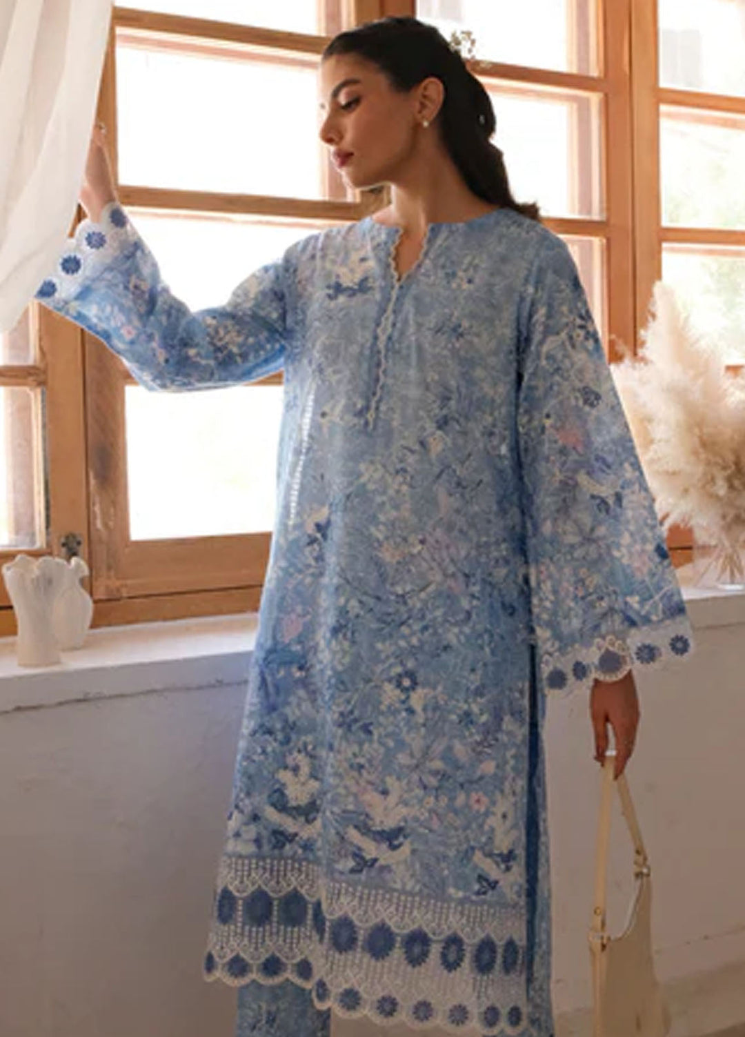 Sahar Pret Embroidered Lawn 2 Piece Suit Azure Petals