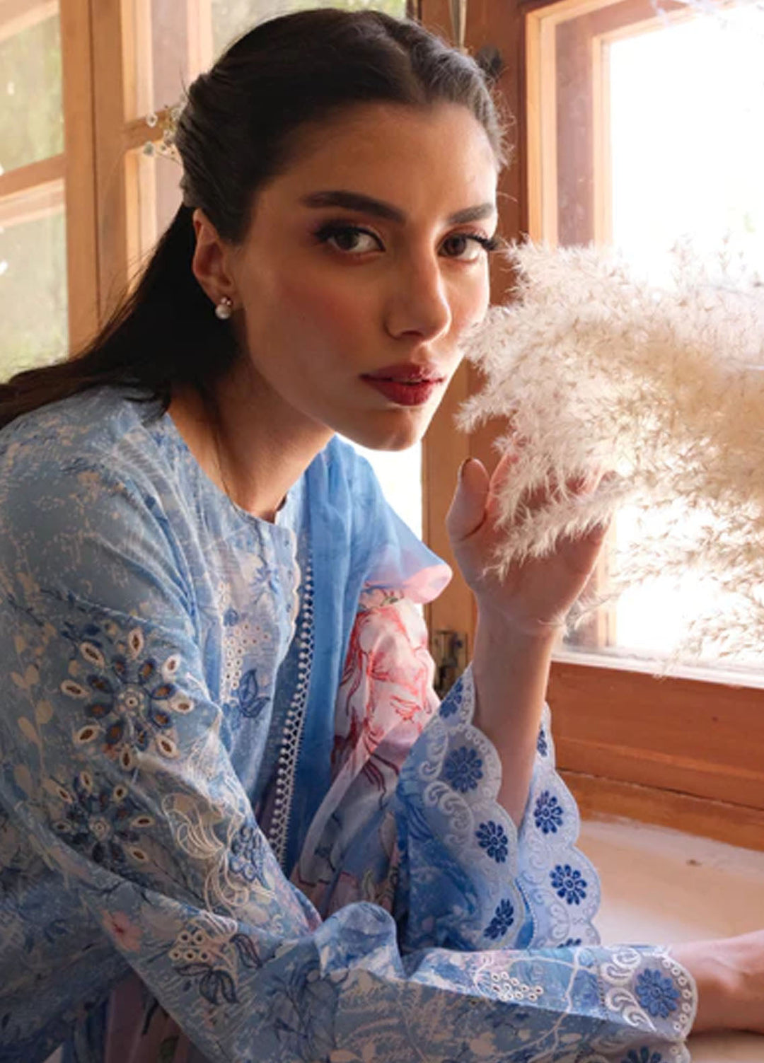 Sahar Pret Embroidered Lawn 2 Piece Suit Azure Petals